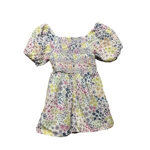 George Kids Girls Floral Smocked Square Neck Puff Sleeve Dress 7 8 Years‎
